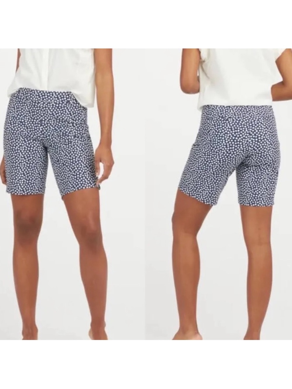 Spanx Small Shorts 10” Sunshine Shorts in Navy Painted Dot NWT - Picture 3 of 8